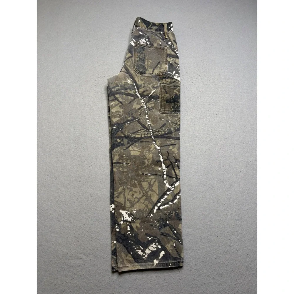 RSQ Carpenter Pants Kids Size 14 Camo Straight Leg Y2K Paint Splatter Utility